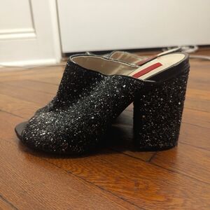 GLITTER MULE HEELS